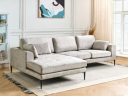 Beliani Corner Sofa 3 Seater Flam Velvet Grey Right Hand - thumbnail 2