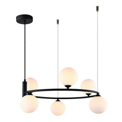 Luminosa Lighting Luminosa Modern Hanging Pendant Black 6 Light  With White Shade, G9