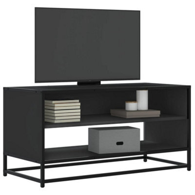 Berkfield Tv Cabinet Black 91X40X46 Cm Engineered Wood And Metal - image 1