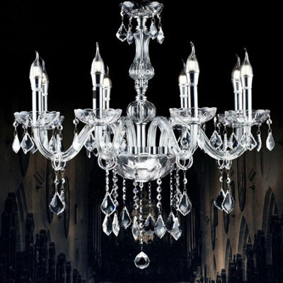 Wdw K9 Crystal Chandelier, Clear Chrome Finish, Contemporary Chrome Light, 8 Arms - image 1