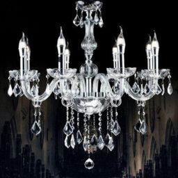 Wdw K9 Crystal Chandelier, Clear Chrome Finish, Contemporary Chrome Light, 8 Arms