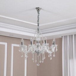 Wdw K9 Crystal Chandelier, Clear Chrome Finish, Contemporary Chrome Light, 8 Arms - thumbnail 3