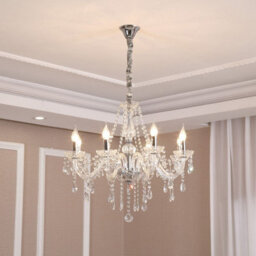Wdw K9 Crystal Chandelier, Clear Chrome Finish, Contemporary Chrome Light, 8 Arms - thumbnail 2
