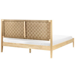 Beliani Bed Pine Wood Brunemont 180 X 200 Cm (Eu Super King) Light Brown - thumbnail 5