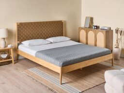 Beliani Bed Pine Wood Brunemont 180 X 200 Cm (Eu Super King) Light Brown - thumbnail 2