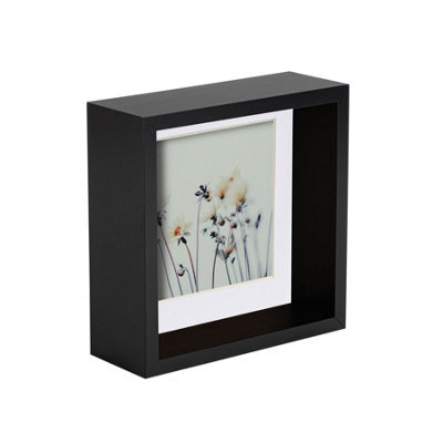 "Nicola Spring 6 X 6"" Deep Photo Frame - Black/white Mount - 3D Deep Box Picture Frame Display Case (4 X 4"" Mount)" - image 1