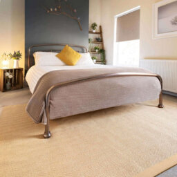 Loomed Natural Jute Beige Cotton Border Area Rug 120X170Cm - thumbnail 1
