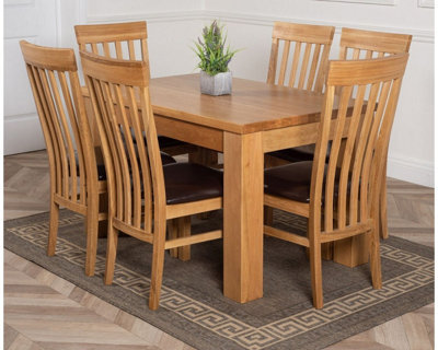 That's Furniture Dakota 127 X 82 Cm Chunky Oak Small Dining Table And 6 Chairs Dining Set With Harvard Chairs - image 1