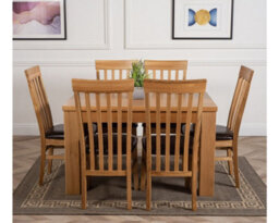 That's Furniture Dakota 127 X 82 Cm Chunky Oak Small Dining Table And 6 Chairs Dining Set With Harvard Chairs - thumbnail 2