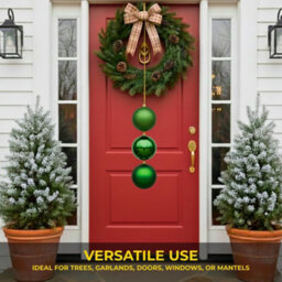 Shatchi Set Of 3 - 20Cm Dark Green Christmas Baubles (Glossy, Matte, Glitter) Décor Pack - thumbnail 5