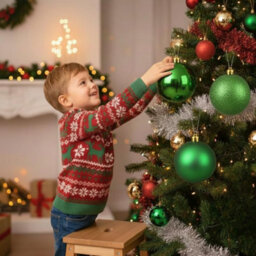 Shatchi Set Of 3 - 20Cm Dark Green Christmas Baubles (Glossy, Matte, Glitter) Décor Pack - thumbnail 8