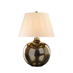Luminosa Lighting Luminosa Ottoman Table Lamp With Round Tapered Shade, Bronze Metalic, Ivory Shade - thumbnail 1