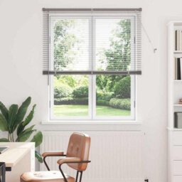 Berkfield Window Blind With Curtains Manual Silver Aluminium - thumbnail 1