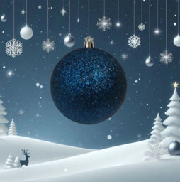 Premier Decorations Limited 4 Large Christmas Baubles 10Cm Midnight Blue Glitter Tree Decoration - thumbnail 4