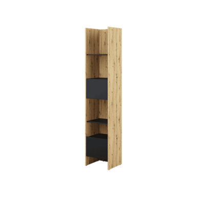 Arte Bed Concept Oak Artisan And Black Tall Storage Cabinet 44Cm - image 1