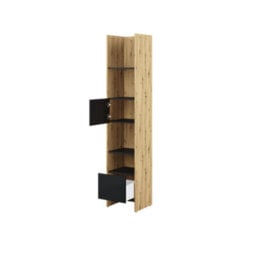 Arte Bed Concept Oak Artisan And Black Tall Storage Cabinet 44Cm - thumbnail 2