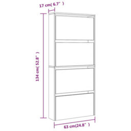 Vidaxl Shoe Cabinet With Mirror 4-Layer High Gloss White 63X17X134 Cm - thumbnail 3