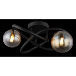 Luminosa Lighting Luminosa Tuberius Multi Arm Semi Flush Ceiling Lamp Matt Black Amber Glass Shade 2X G9 3000K - thumbnail 3