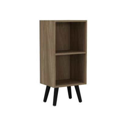 Urbn-Living Urbnliving 53Cm Height 2 Tier Oak Wooden Storage Cube Bookcase Scandinavian Style Black Legs - image 1