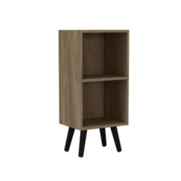 Urbn-Living Urbnliving 53Cm Height 2 Tier Oak Wooden Storage Cube Bookcase Scandinavian Style Black Legs
