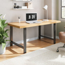 Darphe Set Of 2 Sleek Black H-Frame Iron Legs For Table And Desk Support, 71Cm H - thumbnail 2