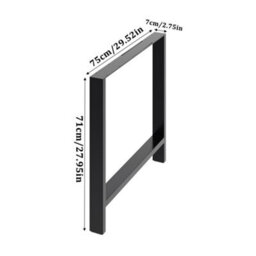 Darphe Set Of 2 Sleek Black H-Frame Iron Legs For Table And Desk Support, 71Cm H - thumbnail 4