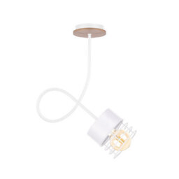 Luminosa Lighting Luminosa Casa Slim Pendant Ceiling Light White, Wood, 25Cm, 1X E27