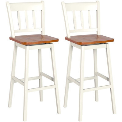 Gainoom Set Of 2 White Bar Stools Wooden Counter Height Chair Pub Dining Chairs Swiveling - image 1