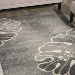 Grey Floral Luxurious Modern Easy To Clean Rug For Bedroom & Living Room-117Cm X 178Cm - thumbnail 1