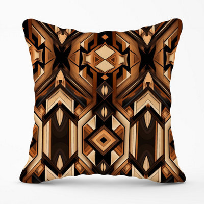 Warren Reed Designer Black And Brown Intricate Pattern Outdoor Cushion 45Cm X 45Cm - image 1