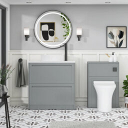 Royal Bathrooms Royal Bathroom Elmore 800mm Matt Pebble Grey Freestanding Countertop Bathroom Vanity Unit 2 Drawer With Art Basin - thumbnail 5