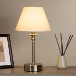 Lighting Collection Brushed Silver Rechargeable Led Lamp - thumbnail 1