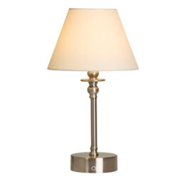 Lighting Collection Brushed Silver Rechargeable Led Lamp - thumbnail 2