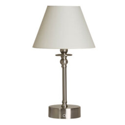 Lighting Collection Brushed Silver Rechargeable Led Lamp - thumbnail 3