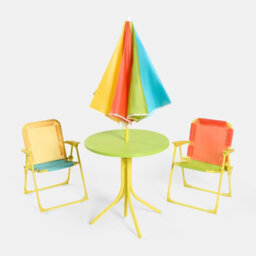 Ohs Kids Folding Bistro Set Table Chair Seat With Parasol Garden Patio - thumbnail 6