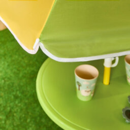 Ohs Kids Folding Bistro Set Table Chair Seat With Parasol Garden Patio - thumbnail 4
