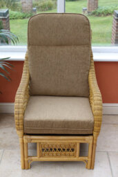 Garden Market Place Gardenmarketplace Portofino Cane Conservatory Furniture Duo Set- 2 Chairs And A Side Table- Coffee Colour Fabric - thumbnail 3