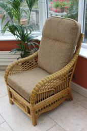 Garden Market Place Gardenmarketplace Portofino Cane Conservatory Furniture Duo Set- 2 Chairs And A Side Table- Coffee Colour Fabric - thumbnail 5