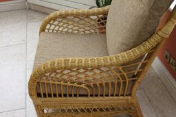 Garden Market Place Gardenmarketplace Portofino Cane Conservatory Furniture Duo Set- 2 Chairs And A Side Table- Coffee Colour Fabric - thumbnail 4