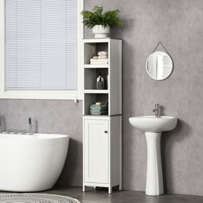 Kleankin Bathroom Storage Cabinet W/ Door Cupboard And Adjustable Shelf, White - image 1