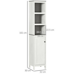 Kleankin Bathroom Storage Cabinet W/ Door Cupboard And Adjustable Shelf, White - thumbnail 3