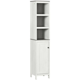 Kleankin Bathroom Storage Cabinet W/ Door Cupboard And Adjustable Shelf, White - thumbnail 2
