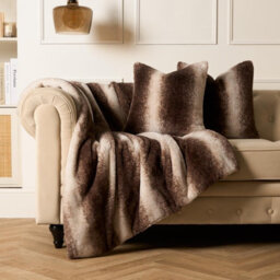 OHS 2 Pack Stripe Faux Fur Fleece Cushion Covers, Brown - 45 X 45Cm - thumbnail 6