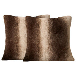 OHS 2 Pack Stripe Faux Fur Fleece Cushion Covers, Brown - 45 X 45Cm - thumbnail 7