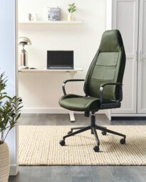 Beliani Office Chair Rebel Fabric Dark Green - thumbnail 2