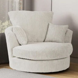 SquareBoxx Lennox Swivel Chair Cream Jumbo Cord