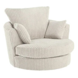 SquareBoxx Lennox Swivel Chair Cream Jumbo Cord - thumbnail 3