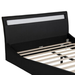 SlumberWorx Orion Led Lights Headboard Gaming Style Faux Leather Small Double Bed Frame (Black) - thumbnail 5