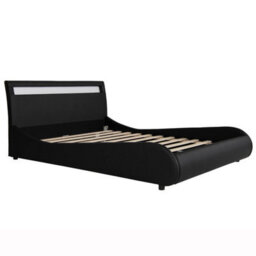 SlumberWorx Orion Led Lights Headboard Gaming Style Faux Leather Small Double Bed Frame (Black) - thumbnail 4