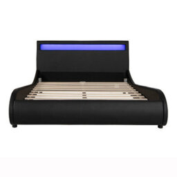SlumberWorx Orion Led Lights Headboard Gaming Style Faux Leather Small Double Bed Frame (Black) - thumbnail 3